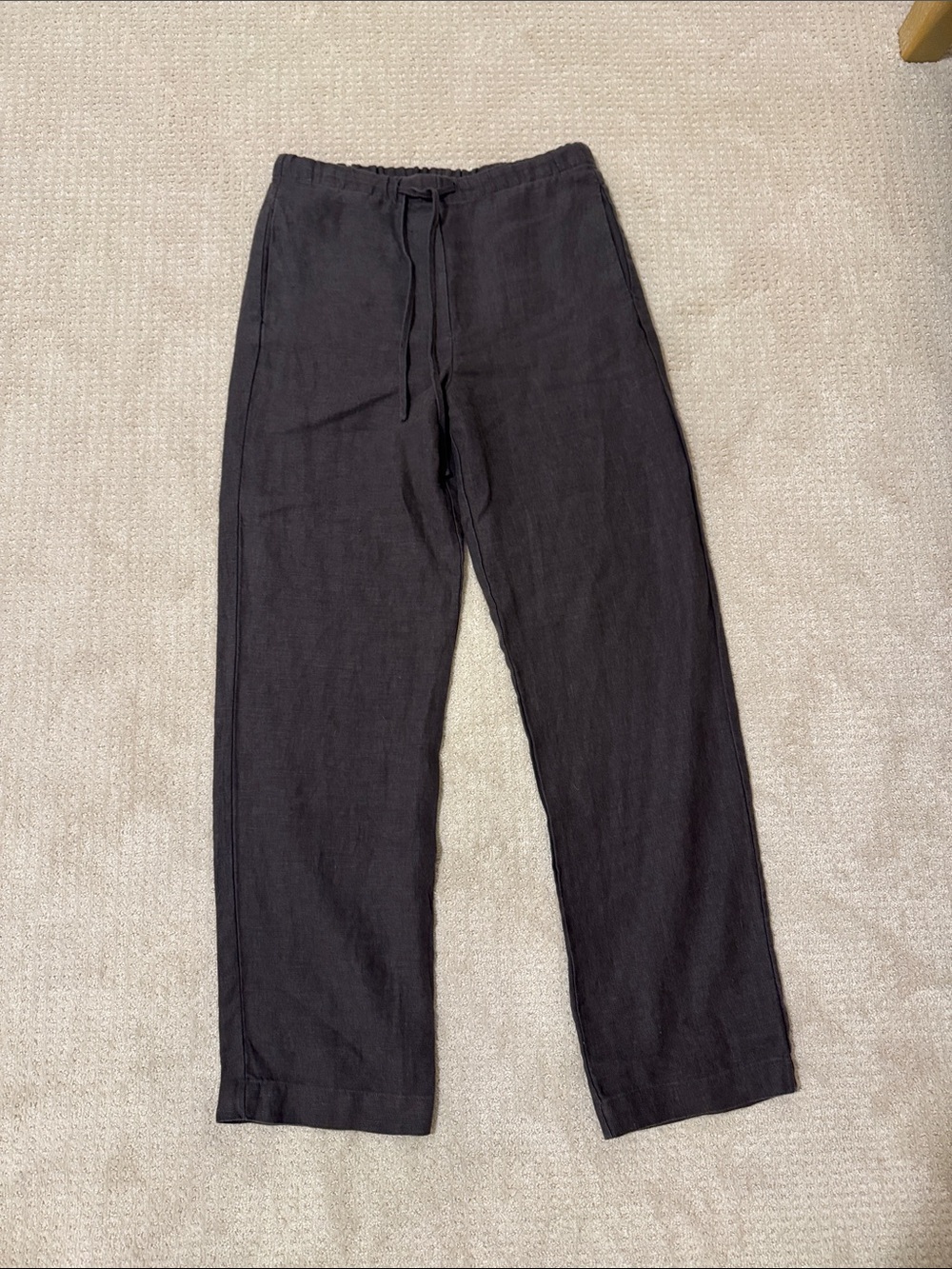 Zara Men's Black Linen-Blend Drawstring Pants